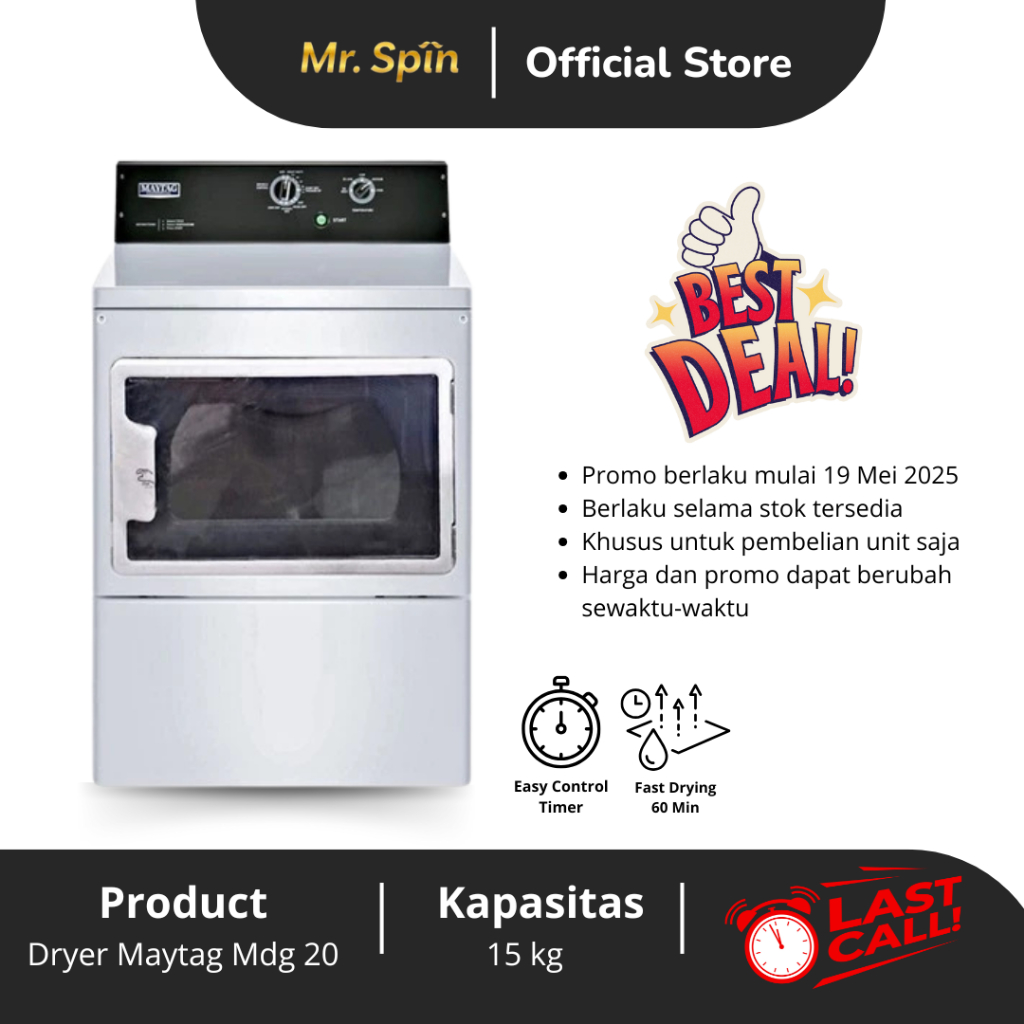Mesin Pengering Maytag Mdg 20 15 kg | Dryer Maytag Mdg 20 15 kg | SUPER PROMO
