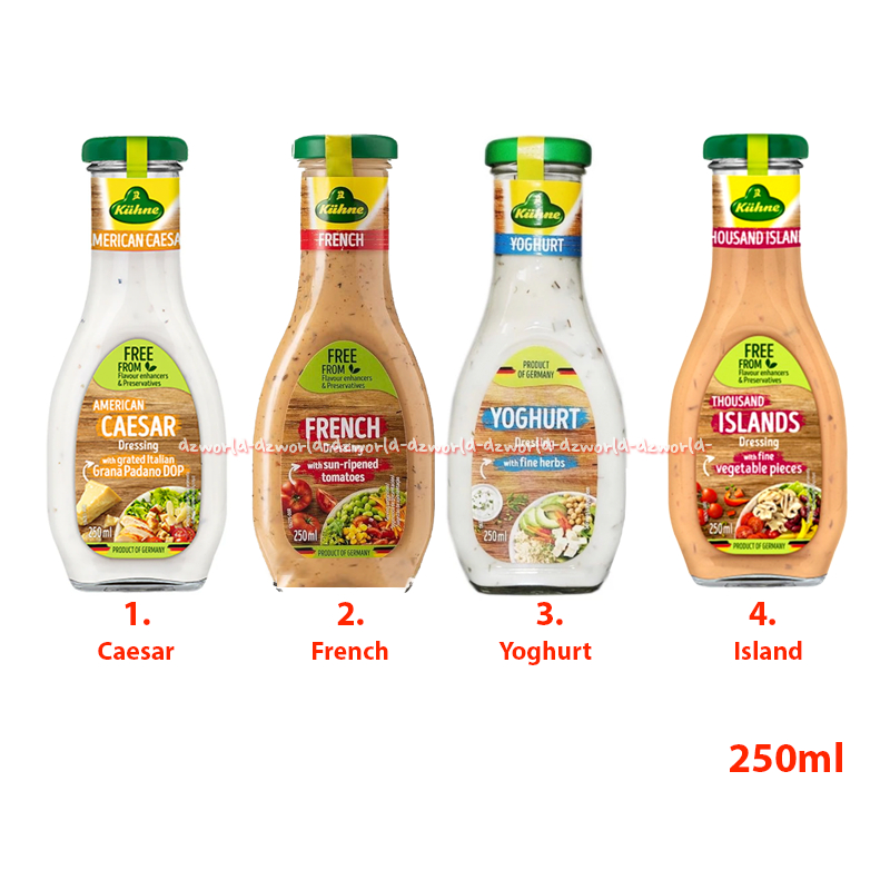 

Kuhne 250ml American Caesar Dressing Grana Padano DOP French Yoghurt Thousand Islands Produk Jerman