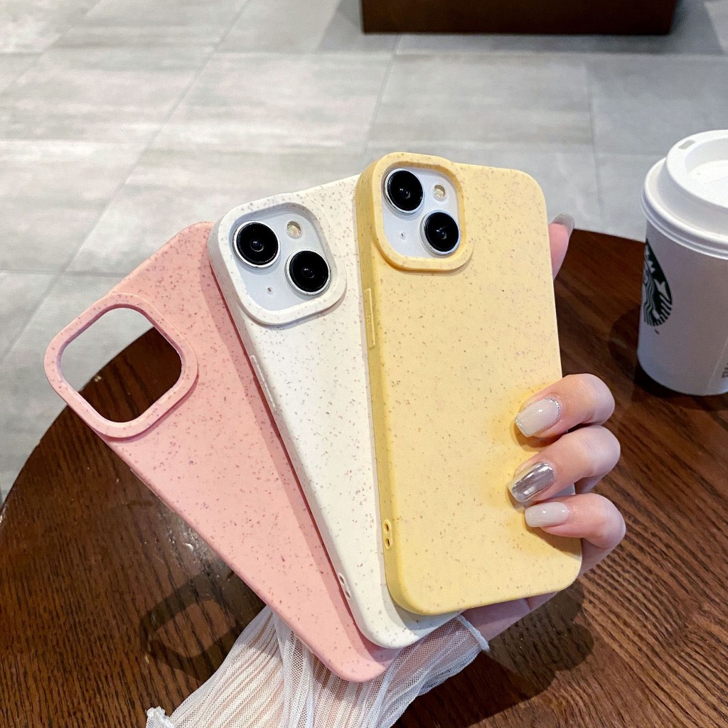 Case Straw iPhone X Xs Xr 11 11 Pro Max 12 12 Pro Max 13 14 15 16 Pro Max Casing HP Silikon Jerami