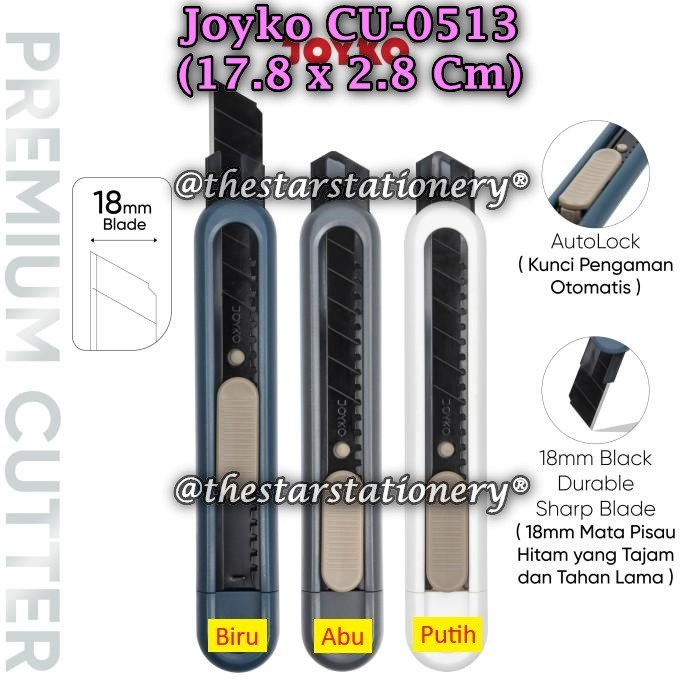 

(1 Biji) GROSIR Cutter JOYKO CU-0513 / Cutter Pisau Pemotong Premium Joyko CU-0513 (1 Biji)