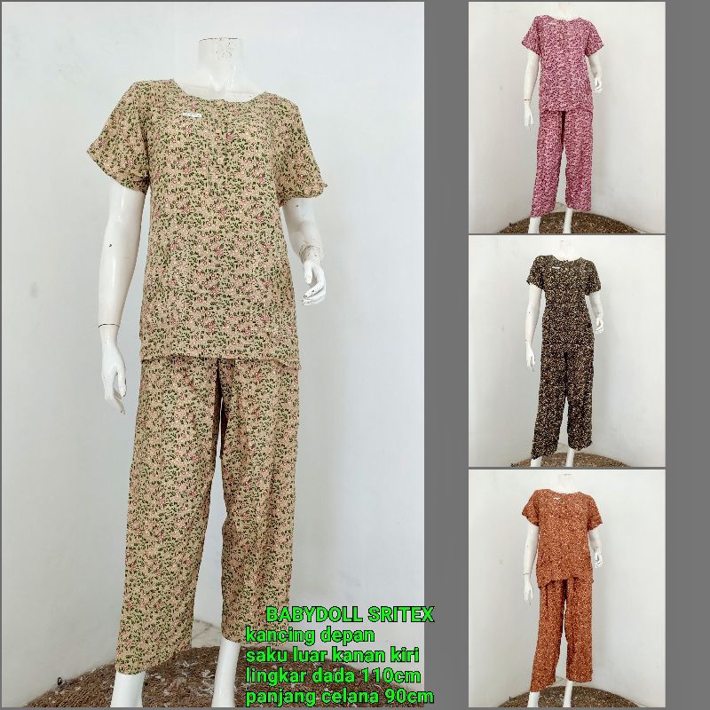 Babydoll Lengan Pendek Celana Panjang Sritex Solo