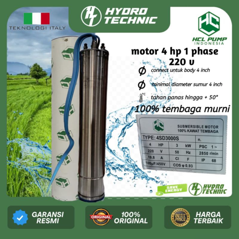 motor/mesin submersible hcl pump 4 hp 1 phase body 4 inch