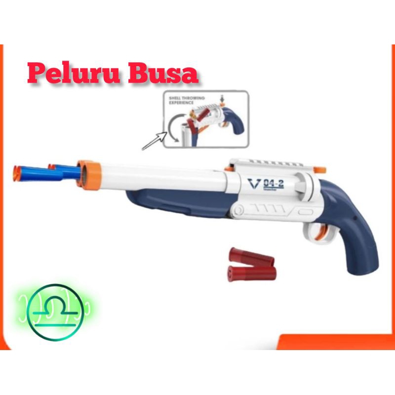 MAINAN ANAK SHOTGUN PISTOL DOUBLE TUBE SOFT BULLET V04-2 DEATH ENVOY SHOTGUN