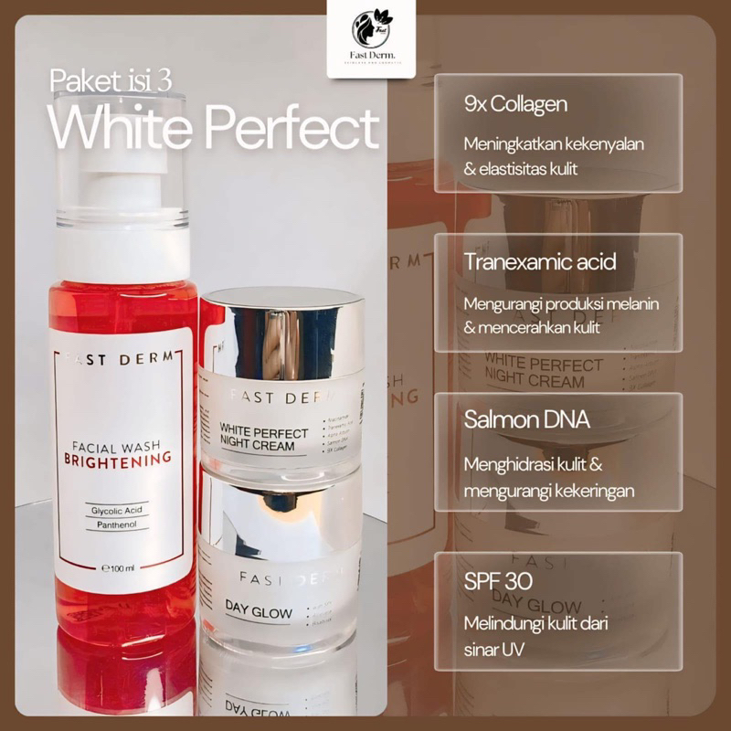 PAKET FASTDERM SKINCARE PAKET HEMAT FAST DERM ACNE WHITENING FLEK DOUBLE GLOW FASTDERM