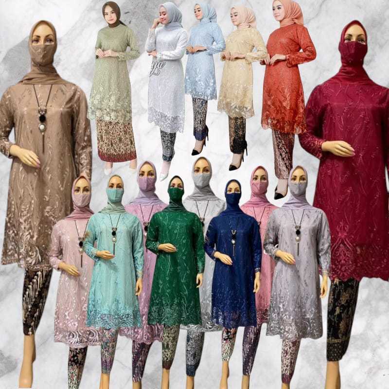 ( Jay _ kebaya ) Setelan Kebaya Modern/Kebaya Tulle Bordir premium
