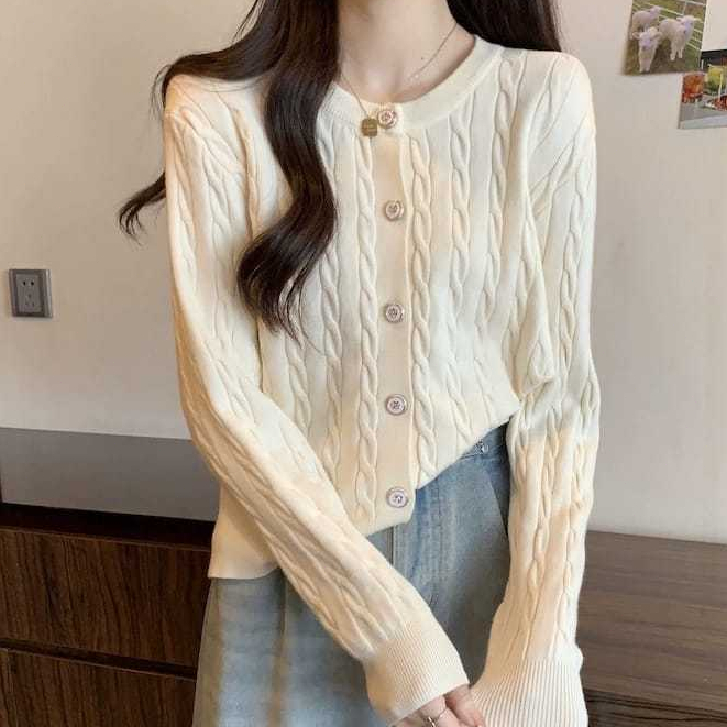 LADY COLLECTION - cardigan rajut wanita polos lengan panjang-kardigan-rajut korean style 020-A