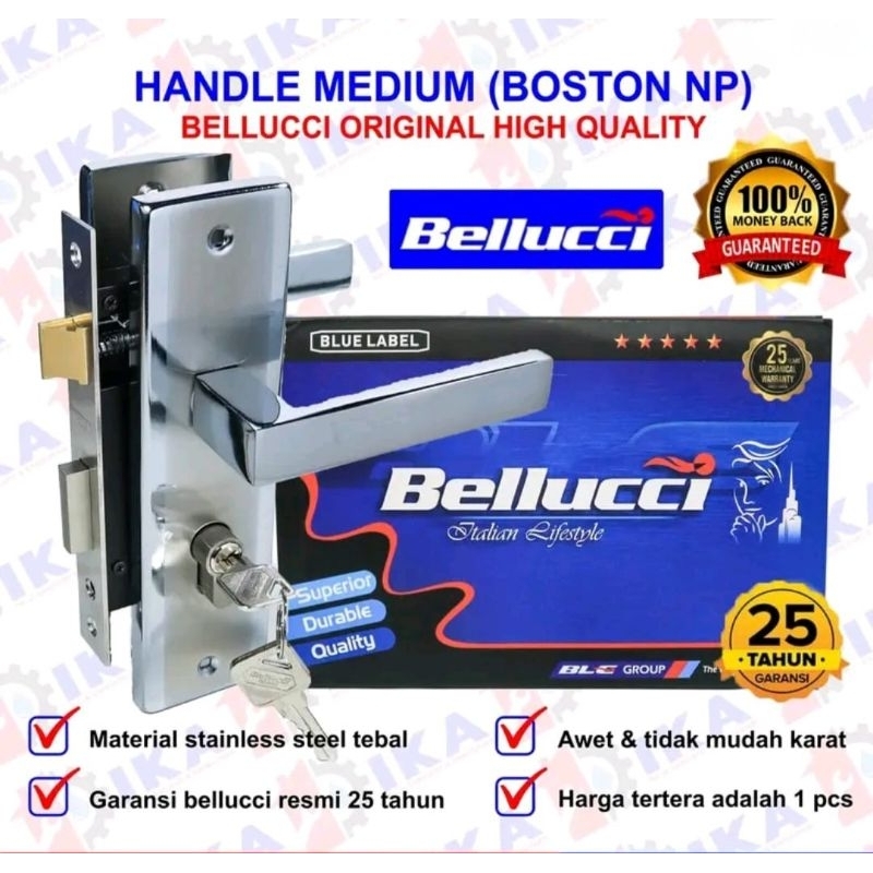Kunci Pintu Tanggung Bellucci BOSTON NP Asli Handle Sedang Bellucci Kunci Bellucci Stainless N Serie