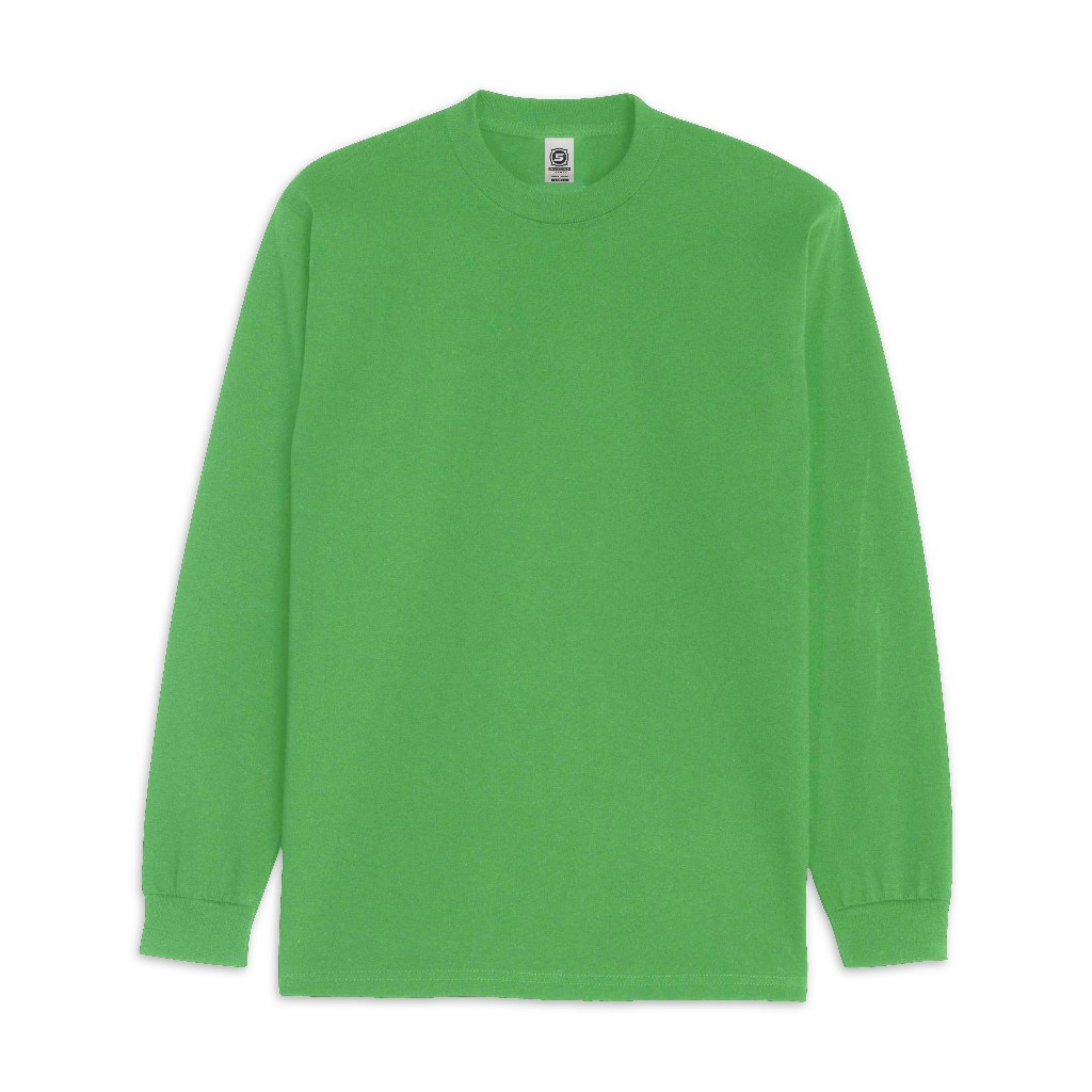 Sugema Clothing Kaos Polos Hijau Stabilo Lengan Panjang Premium Cotton Combed 24s