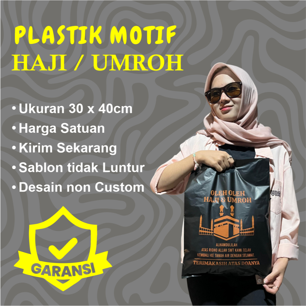 

Plastij Haji Hitam, Ukuran 30cm x 40cm Kantong Plastik Haji dan Umroh
