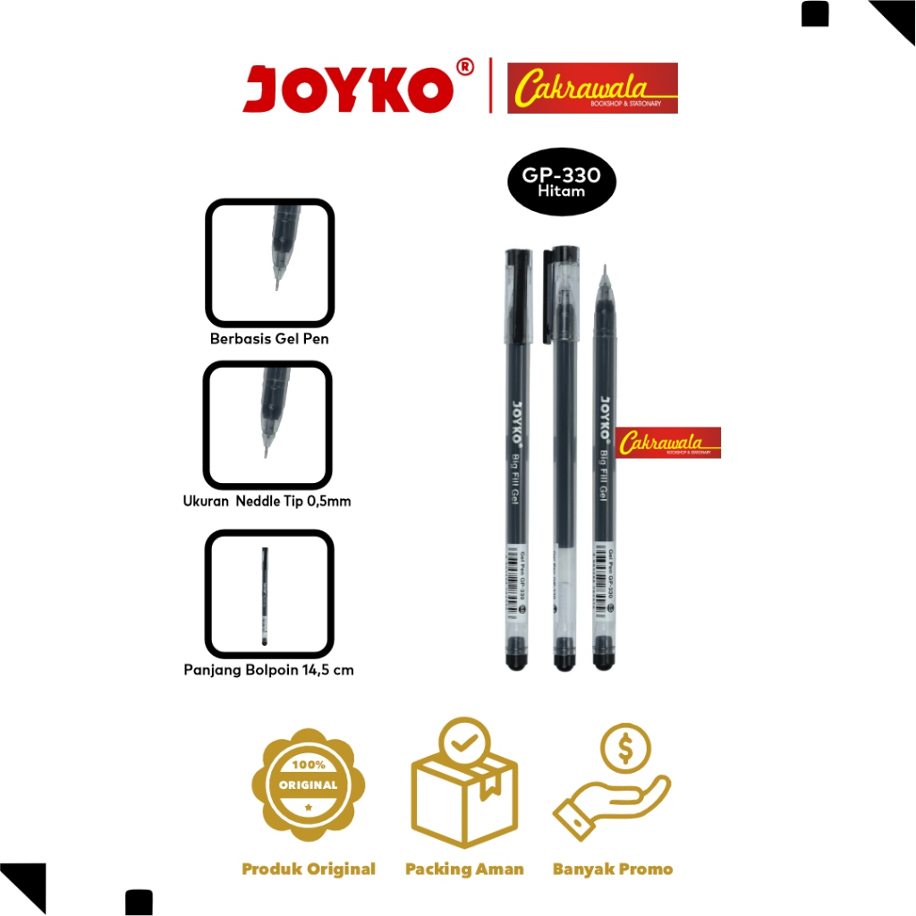 

Pulpen Joyko GP-330 Hitam 0.5 mm – 1 Pack Isi 12 Pcs | Ballpoint Joyko | Pulpen Joyko Original Murah
