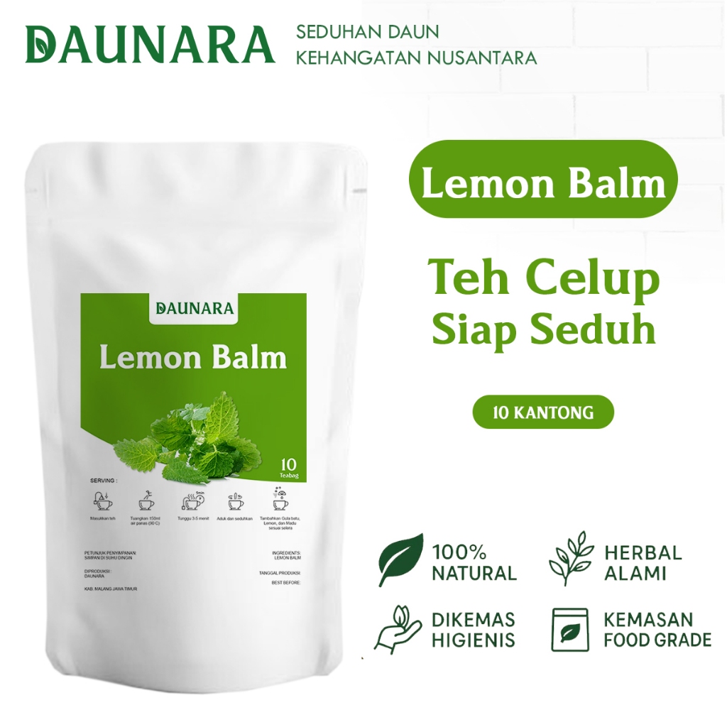 

Teh Lemon Balm Daunara – Herbal Anti-Stres & Redakan Tegangan | 10 Kantong Siap Seduh
