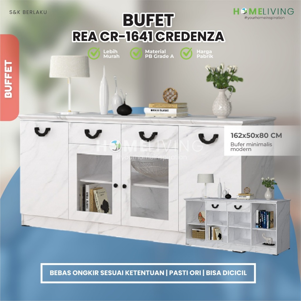 HOMELIVING-  KIARA CR 161 Credenza  - BUFFET - MEJA SERBAGUNA - BUFFET MULTIFUNGSI