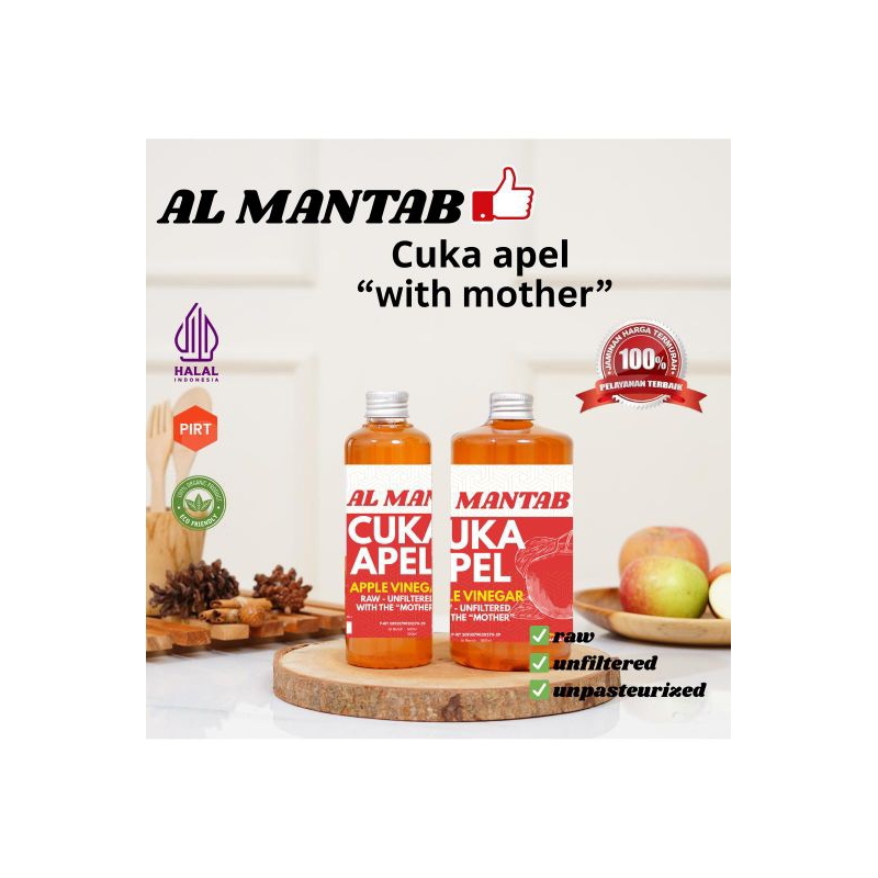 

Cuka Apel Al Mantab Premium 500ml dan 250ml Apple Vinegar With Mother
