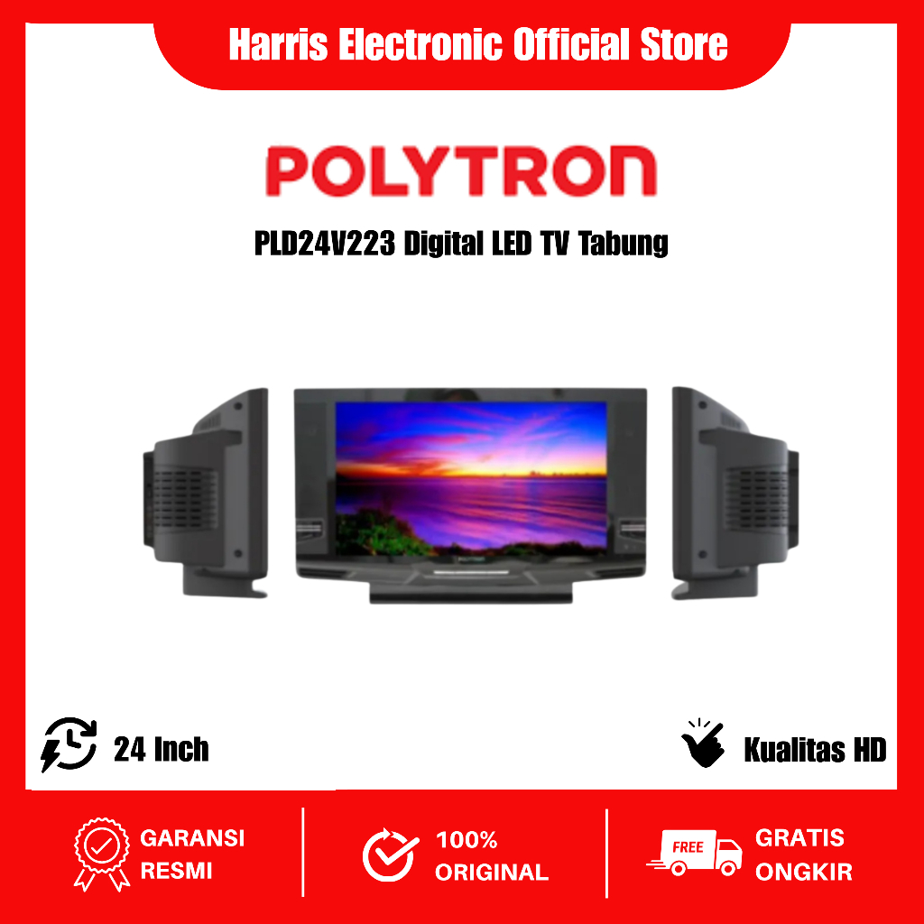 TV DIGITAL Tabung LED TV POLYTRON 24 inch PLD 24V223 USB MOVIE