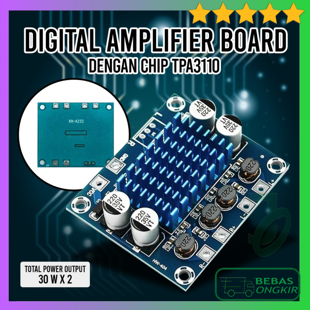 Modul Digital Amplifier Board Speaker Portable 30W x 2 TPA3110 Tai&SH XH-A232