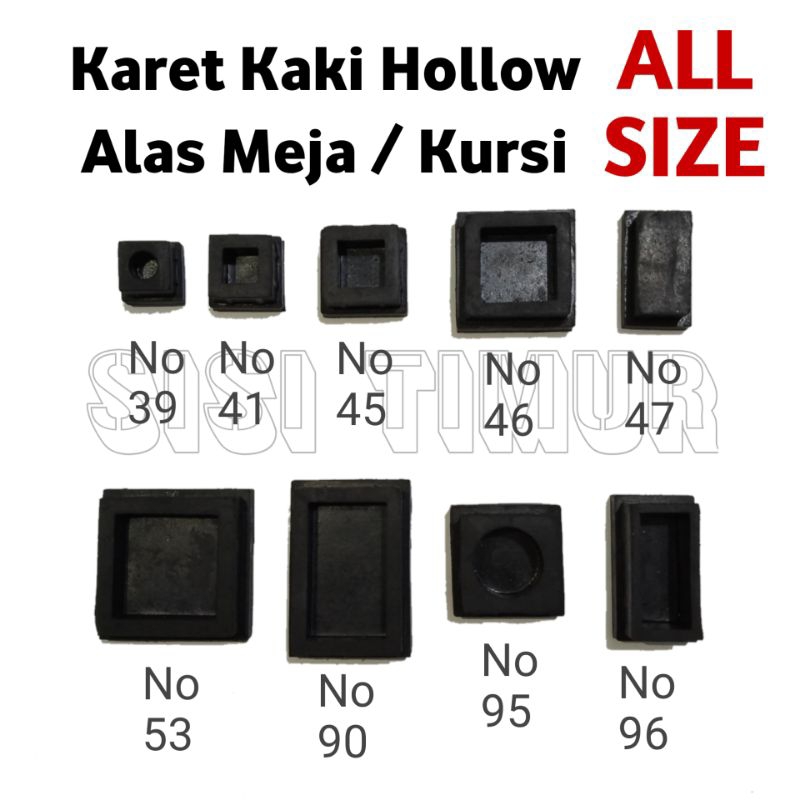 Karet Kaki Tutup Pipa Kotak Hollow,Karet Kaki Meja Kursi Furniture Besi,Karet Kaki Holo All Size