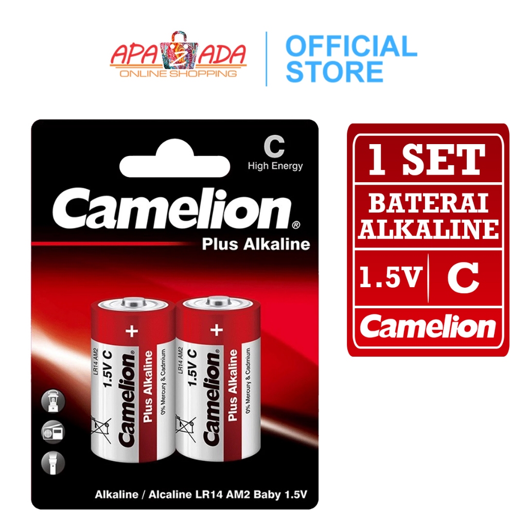 Apazada - Baterai Tipe C Camelion Alkaline Isi 2 / Batu Batrai LR14 / Batre Besar