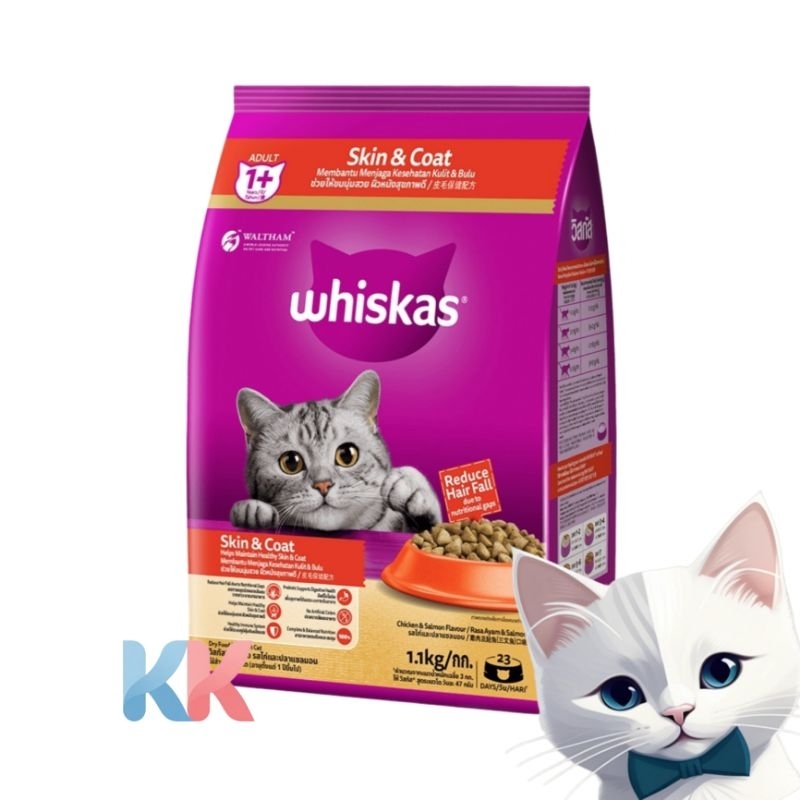 Whiskas Makanan Kucing Kering Dry Cat Food Skin & Coat