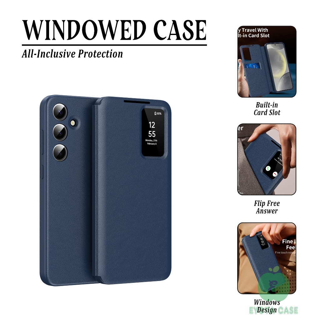 EY-258 SMART VIEW Leather Case For Samsung S25 | S25+ | S25 Ultra | S25 Edge | S24 | S24+ | S24 Ultr