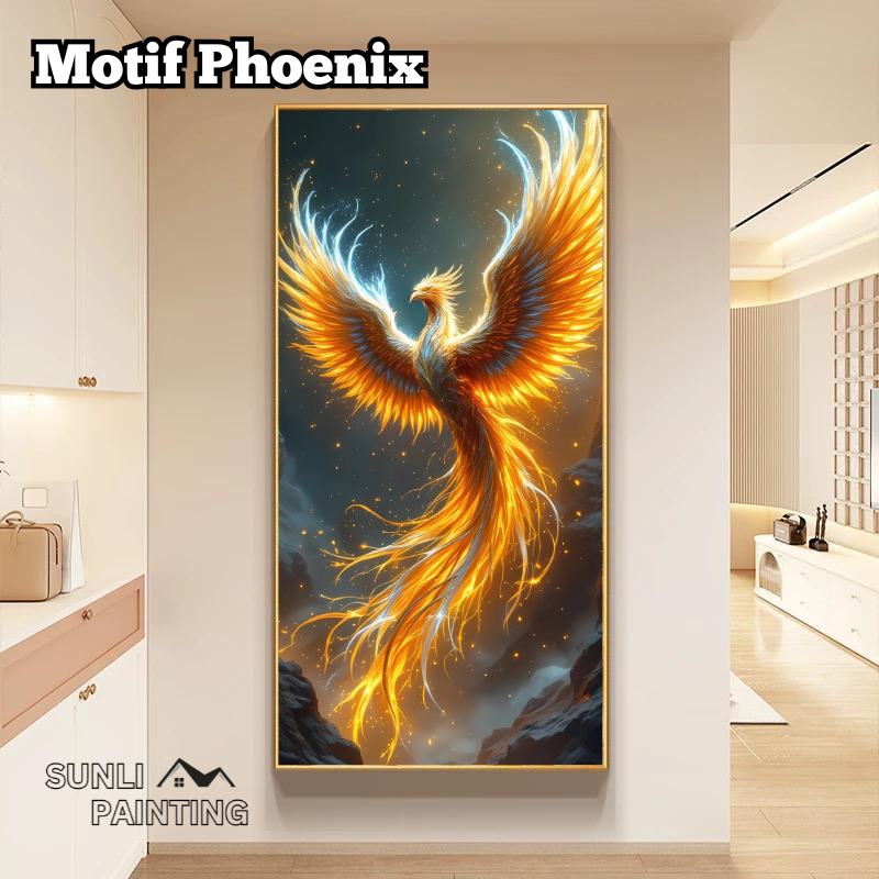 SUNLIPAINTING Lukisan Porcelain 5D - Motif Phoenix - Lukisan Phoenix - Dekorasi Rumah