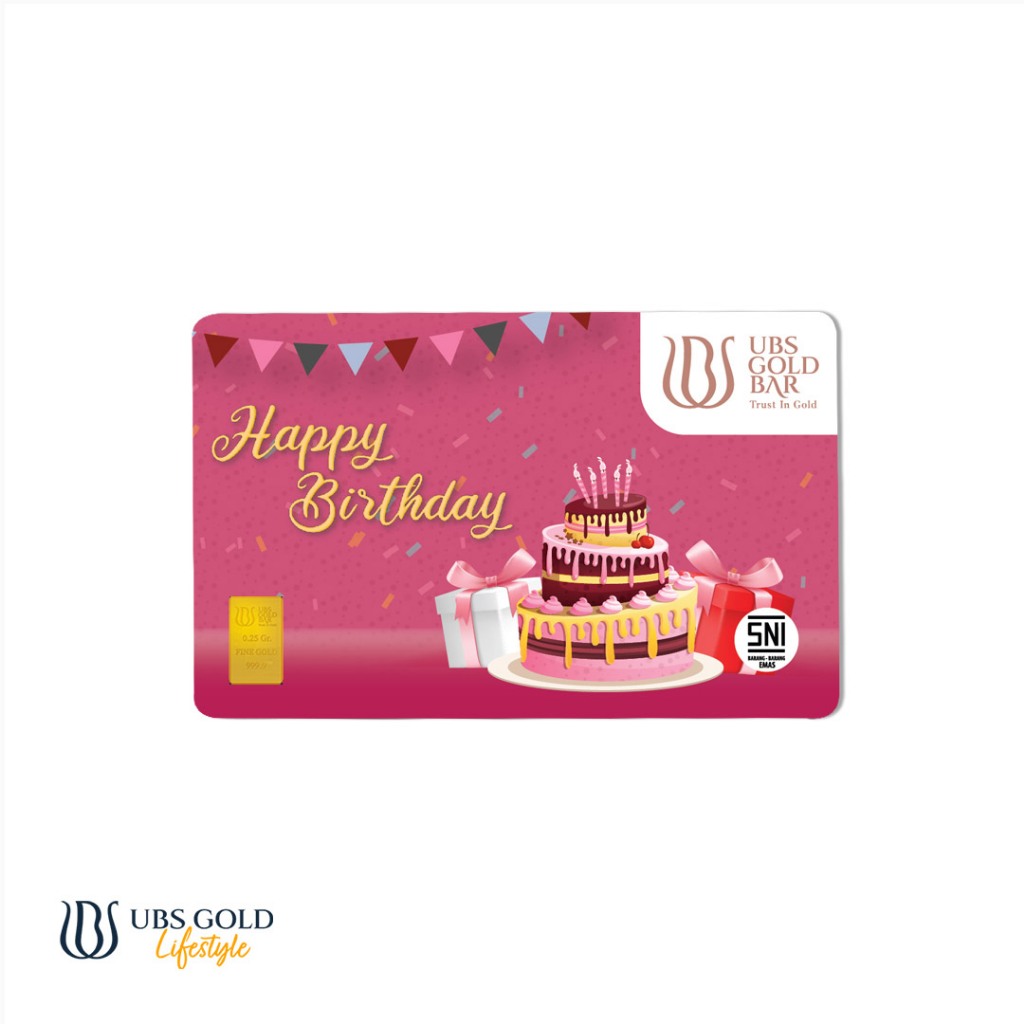 UBS Gold Bar Happy Birthday Card Lifestyle 0,25 gr