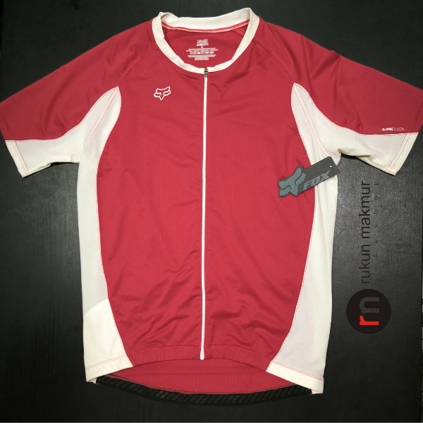 Original FOX Head AIRCOOL RACE MTB Racing Cycling Jersey With Zipper And 3 Back Pocket - Baju / Kaos