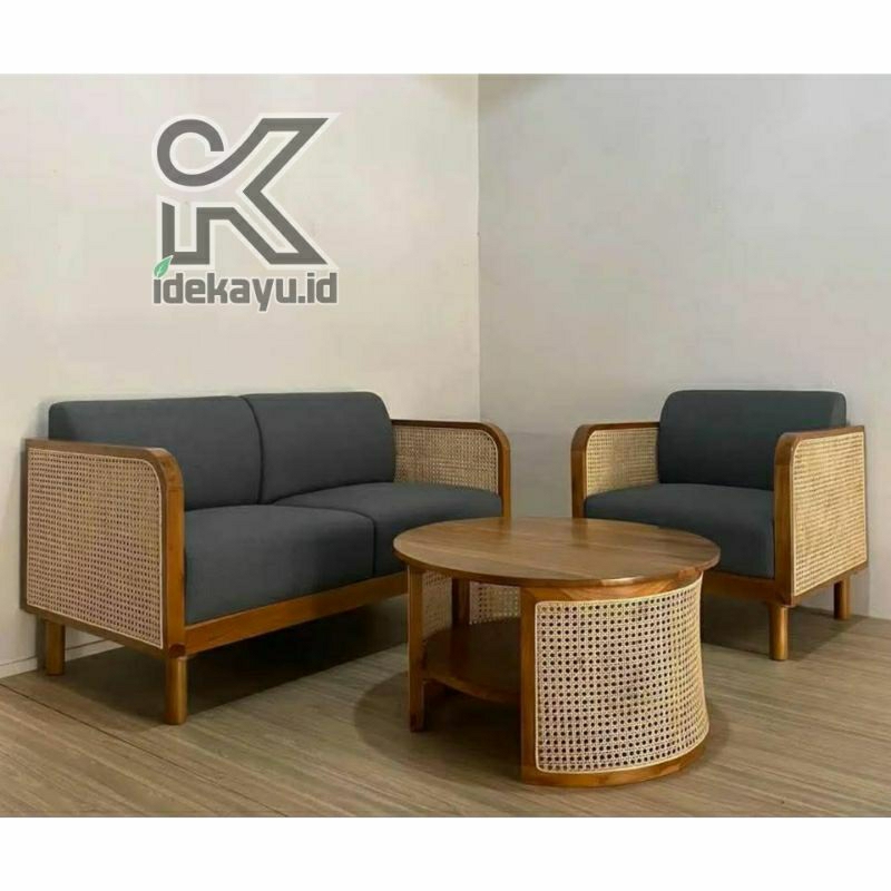 Kursi Tamu Kombinasi Rotan | Kursi Tamu Minimalis Rotan | Kursi Tamu Jati Ornamen Rotan | Kursi Tamu