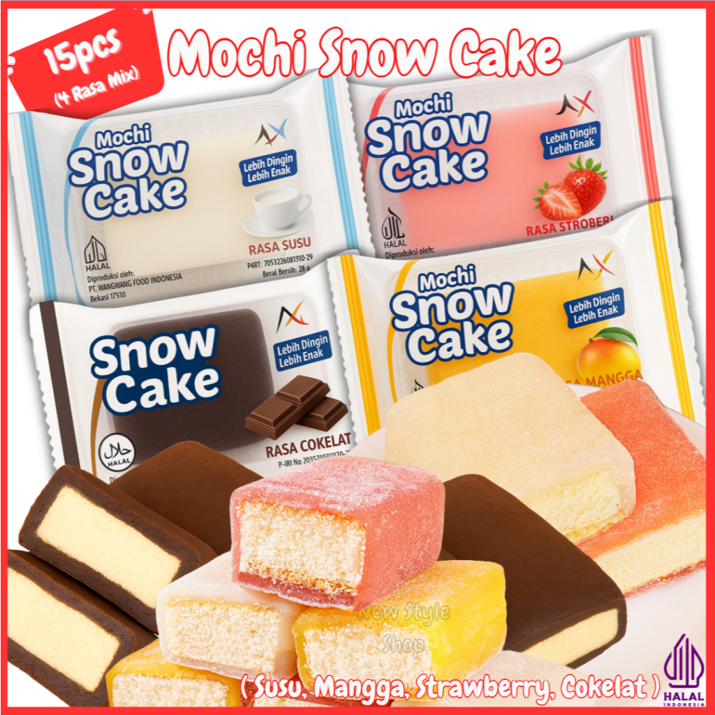 

Mochi Snow Cake BELI 12 Pcs FREE 3 Pcs 4 Varian Rasa Strawberry, Mangga, Coklat & Susu / Osmanthus Cake / Snow Cake / Mochi Lembut Isi Bolu