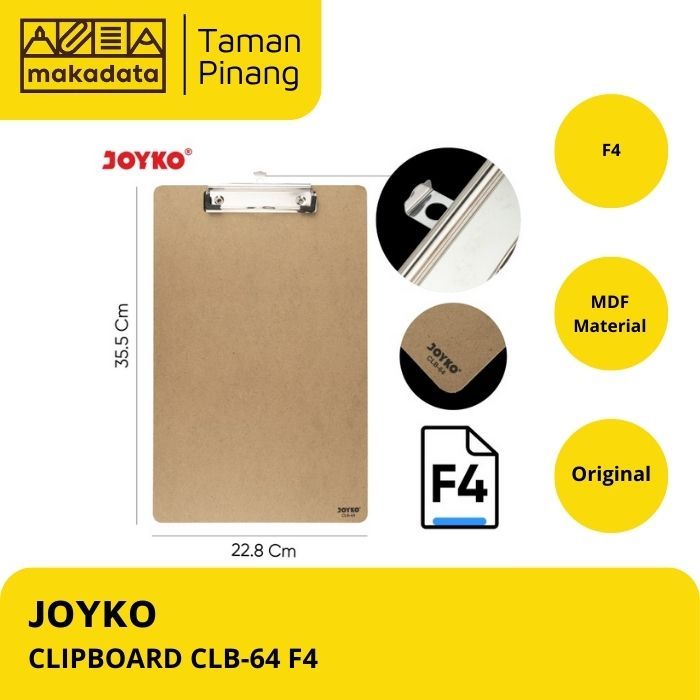 

JOYKO CLIPBOARD F4 CLB-64 / PAPAN ALAS UJIAN / PAPAN JALAN KAYU (1 PCS)