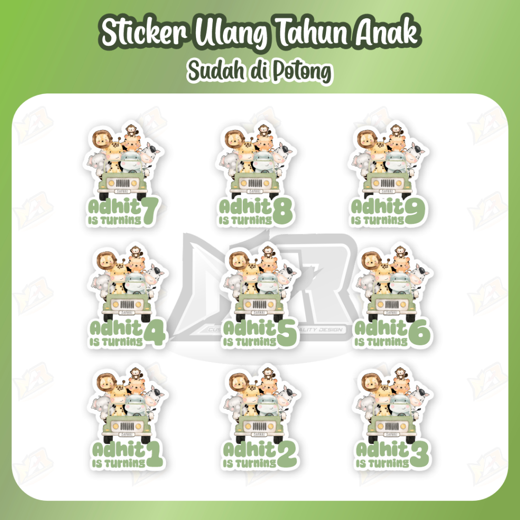 

Sticker Ulang Tahun Animal Safari Car Sticker Karakter Hewan Naik Mobil Birthday Sticker Sudah DiPotong