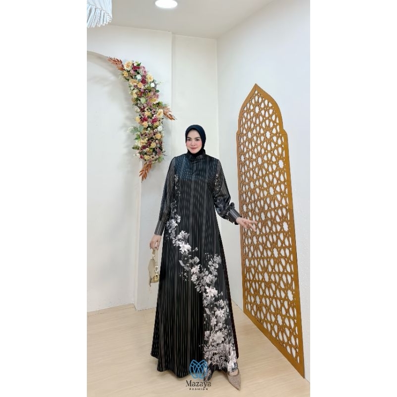 Vanila Dress by Mazaya Fashion Original - Dress dengan Bahan Silk Luxury Signature Printing Mazaya