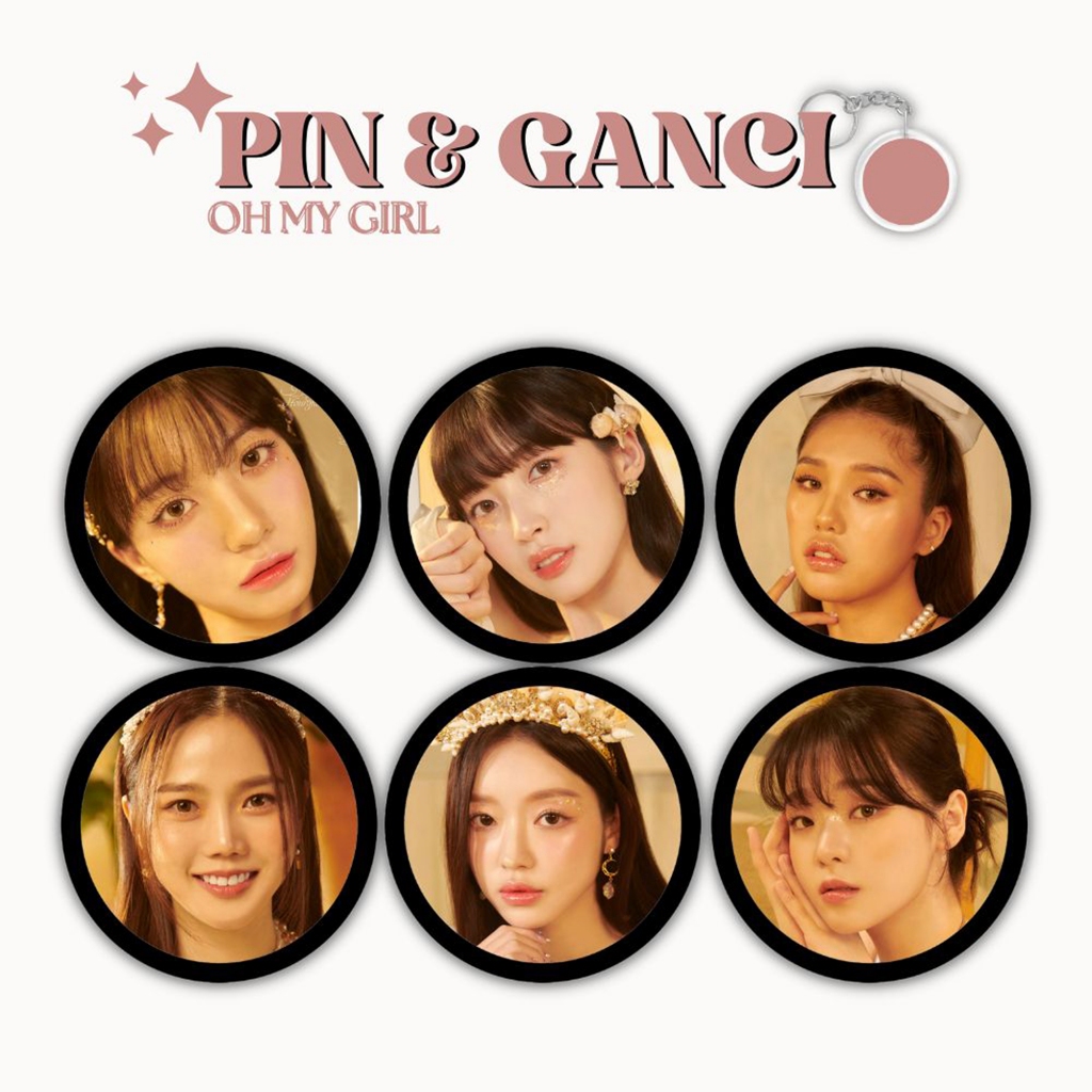 GANCI OH MY GIRL PIN GOLDEN HOURGLASS KEYCHAIN 58 MM GANTUNGAN KUNCI KPOP UNOFFICIAL YUBIN ARIN