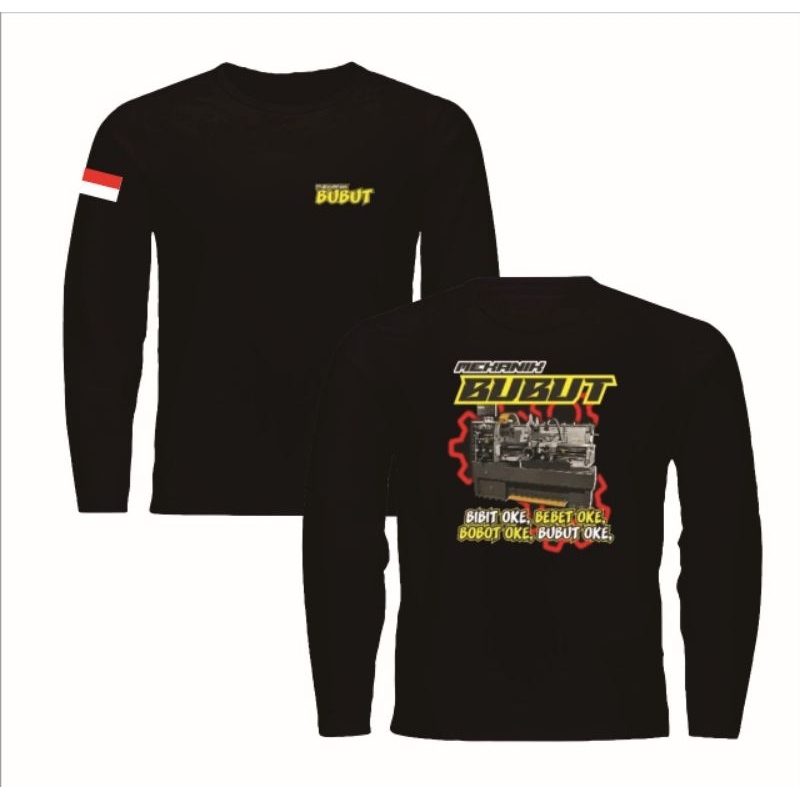 KAOS  PIRA LENGAN PANJANG PEKERJA BENGKEL BUBUT – Desain Mesin & Tulisan Lucu