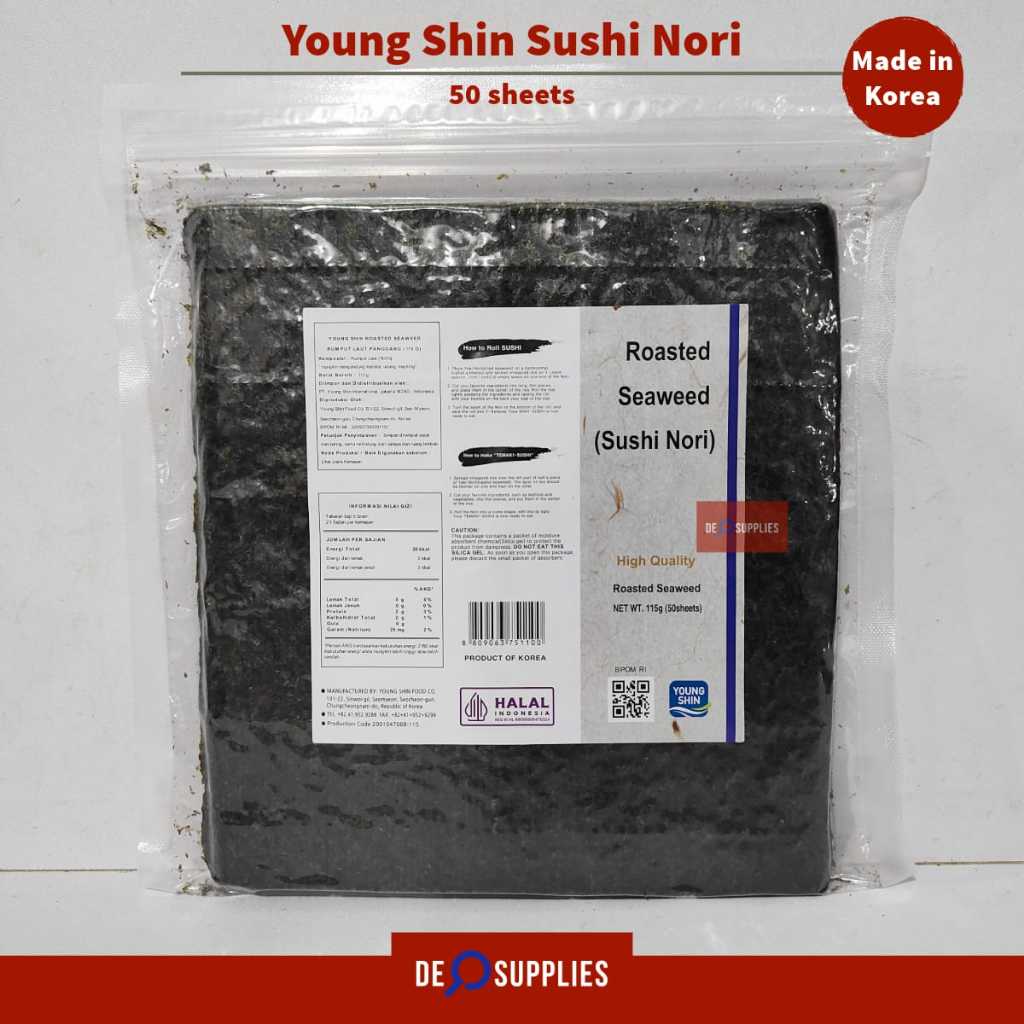 

Young Shin Sushi Nori 50 sheets - Nori Korea Premium 115gr Sushi Roll 50lembar Halal