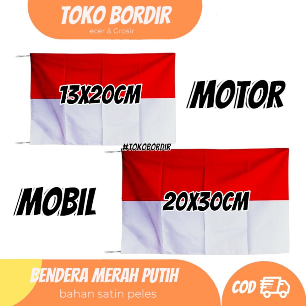Bendera motor dan mobil / bendera merah putih motor dan mobil