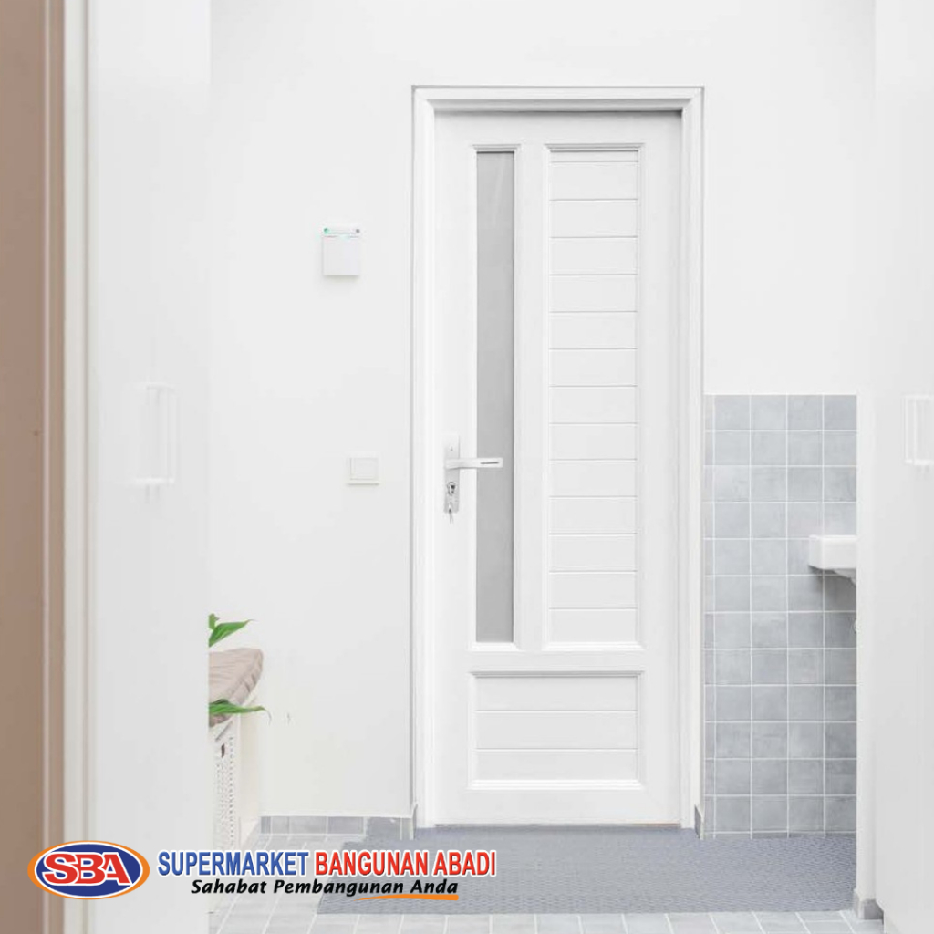 Pintu Kamar 1/4 Kaca UPVC / Pintu Kamar Mandi UPVC / Pintu UPVC 70x200 Icepol White IC-009N