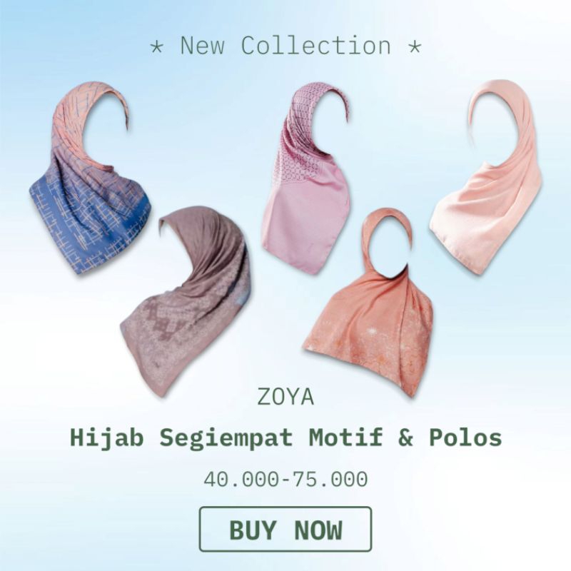 ZOYA Kerudung Hijab Segiempat Motif dan Polos