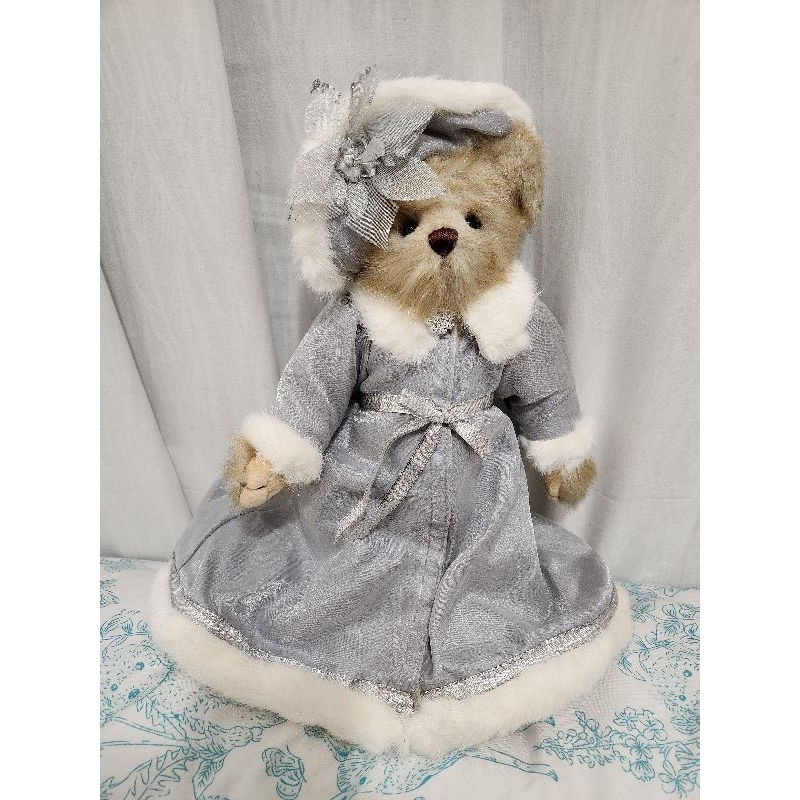 Bearington Boneka Teddy Bear Klasik Artikulasi Vintage Kostum Winter Silver Shimmer