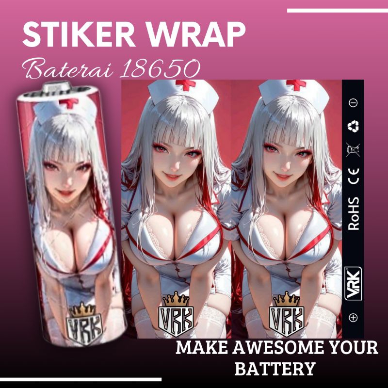 stiker skin wrap baterai 18650 vrk v7 series bisa hologram