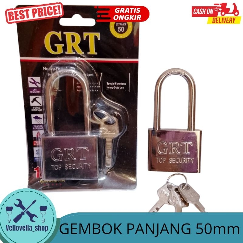 Gembok Nikel Murah 50mm panjang Gembok Pagar Gembok rumah 50mm leher panjang