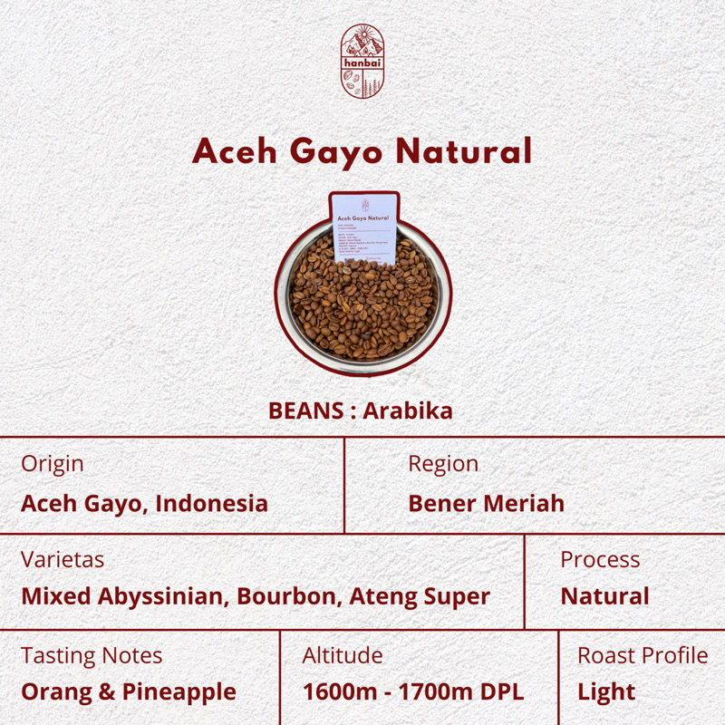 

BIJI KOPI ARABIKA ACEH GAYO NATURAL - (500gr & 1kg)