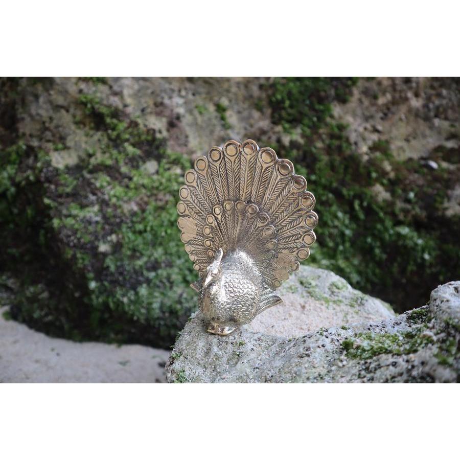 Patung Burung Merak Kuningan Hiasan meja