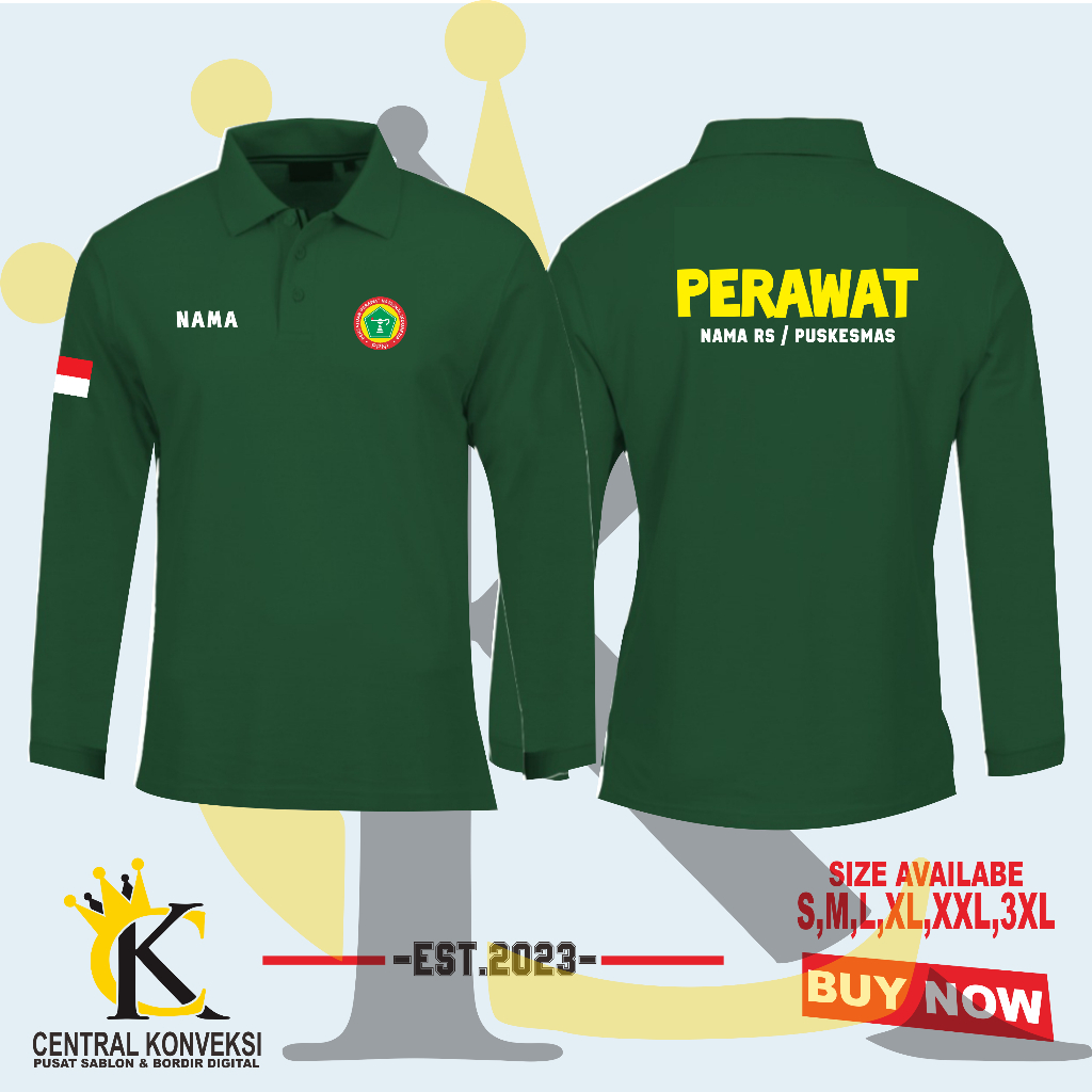 Poloshirt PERAWAT / Kaos Kerah Perawat Indonesia / Kaos Kerah Perawat Indonesia Free Nama Free Nama 