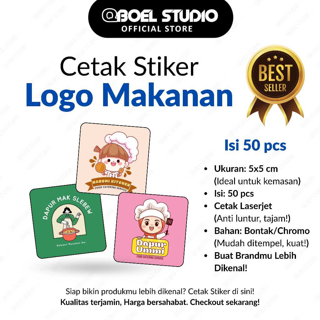 

(50 pcs) CETAK STIKER LOGO MAKANAN