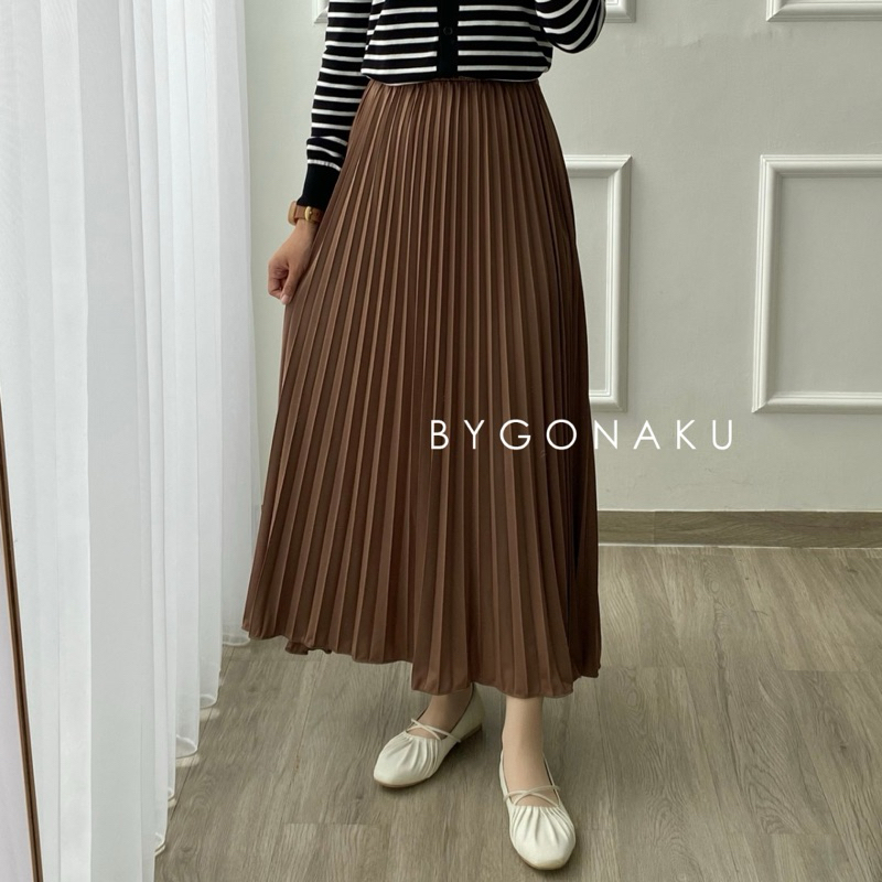 [GONAKU] Gypsy Rok Plisket | Maxi Midi Skirt | Rok Kerja Kuliah | Bawahan Wanita
