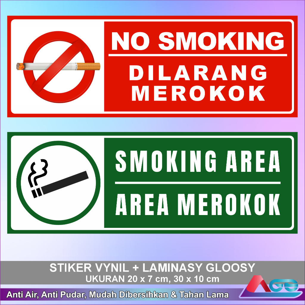 

Stiker Dilarang Merokok No Smoking Area Ukuran Besar Vynil Anti Air Laminasi Glossy Sticker Sign