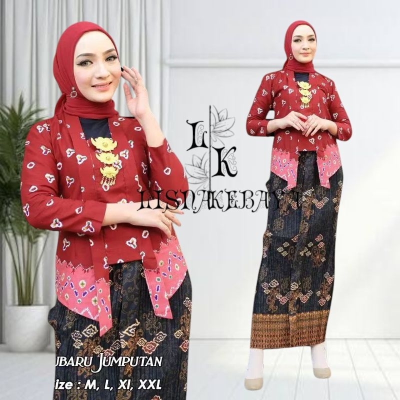 Setelan Kebaya Kutu Baru Jumputan Katun Kebaya Kutu Baru