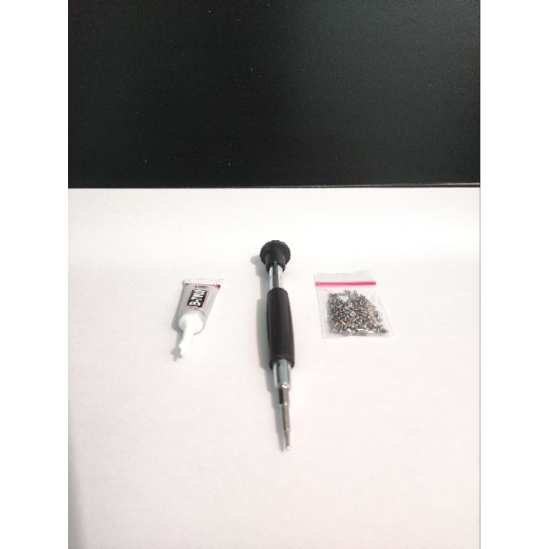 Obeng plus 1.5+lem cair B7000 3ml+ baut hp