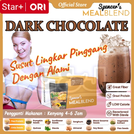 

Spencer's Mealblend Rasa Coklat Hitam Minuman Serbuk Multigrain Langsing Sehat Alami Diet Serat Gizi