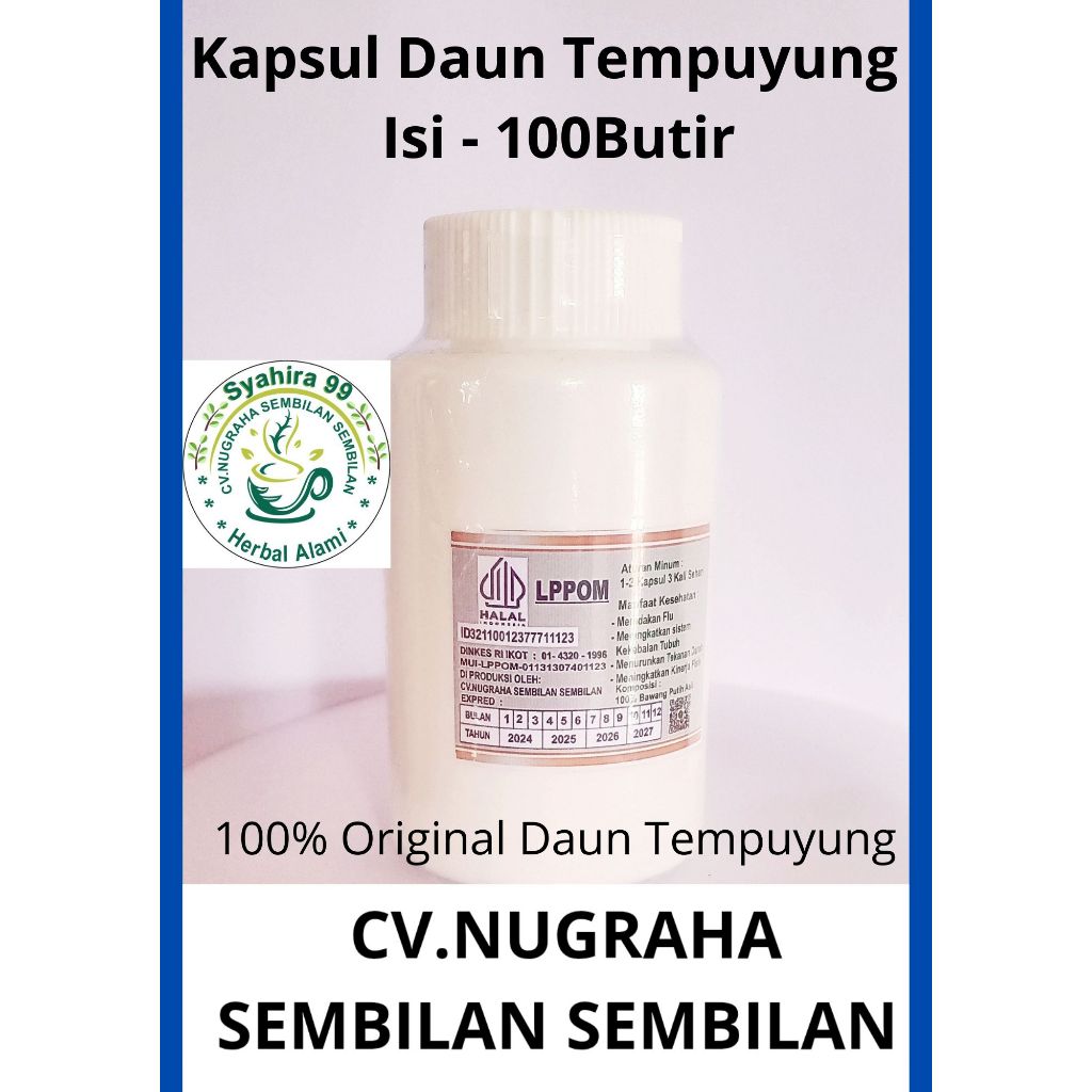 

KAPSUL HERBAL ALAMI DAUN TEMPUYUNG ISI 100 BUTIR PELURUH BATU GINJAL KEMASAN BOTOL PUTIH
